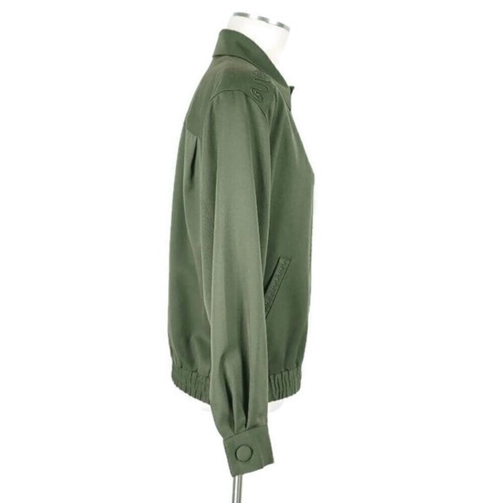 Suzelle Wool Jacket Size 12 Embroidered Full Front Zipper Buttons Pockets Green - Picture 4 of 13